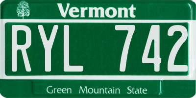 VT license plate RYL742