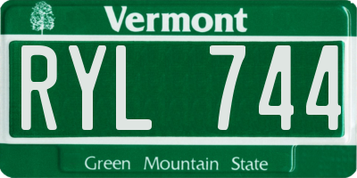 VT license plate RYL744