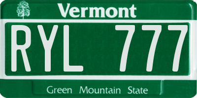 VT license plate RYL777