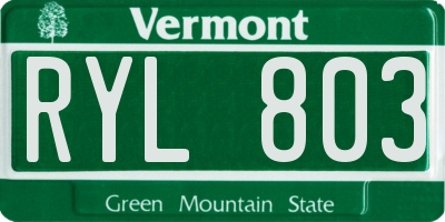 VT license plate RYL803