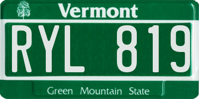 VT license plate RYL819