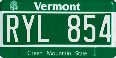 VT license plate RYL854