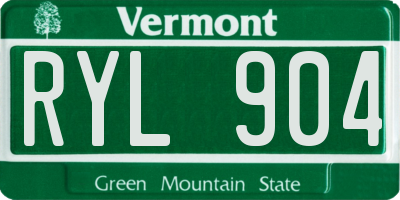 VT license plate RYL904