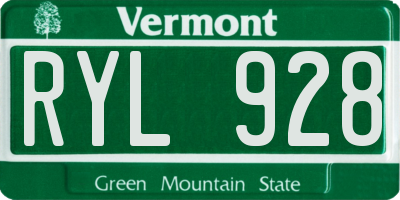VT license plate RYL928