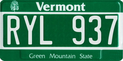 VT license plate RYL937
