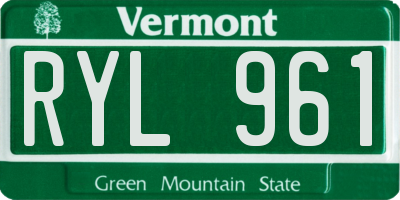 VT license plate RYL961