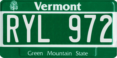 VT license plate RYL972