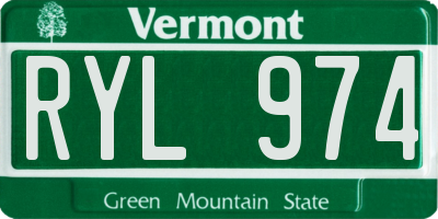 VT license plate RYL974