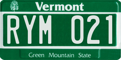 VT license plate RYM021