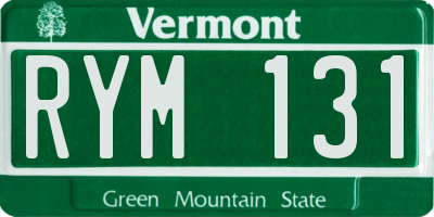 VT license plate RYM131