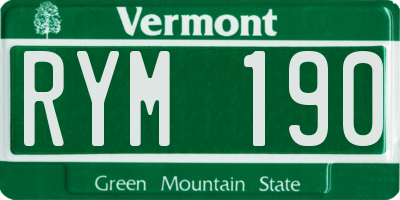 VT license plate RYM190