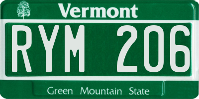 VT license plate RYM206