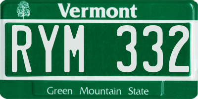 VT license plate RYM332
