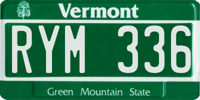 VT license plate RYM336