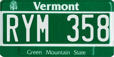VT license plate RYM358