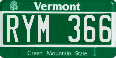 VT license plate RYM366