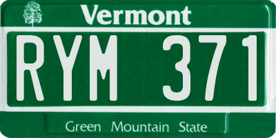 VT license plate RYM371
