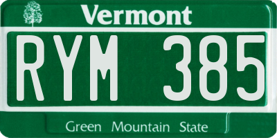 VT license plate RYM385