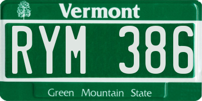 VT license plate RYM386