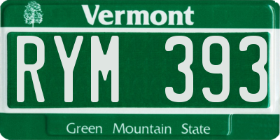 VT license plate RYM393