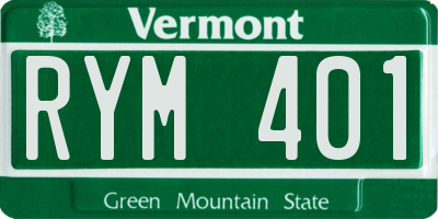 VT license plate RYM401