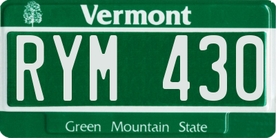 VT license plate RYM430