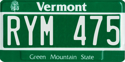 VT license plate RYM475