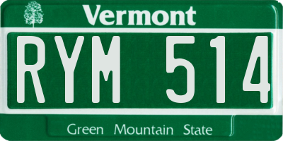 VT license plate RYM514