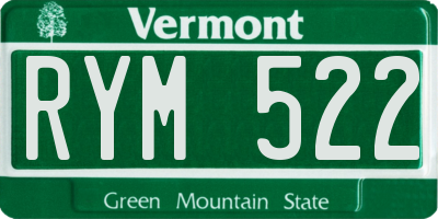 VT license plate RYM522