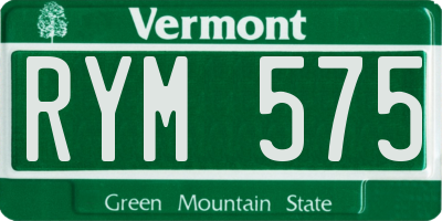 VT license plate RYM575