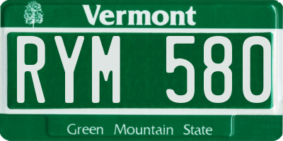 VT license plate RYM580