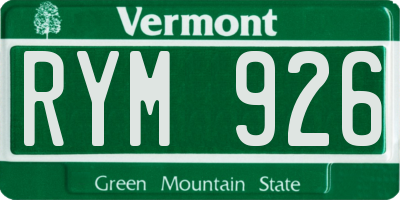 VT license plate RYM926
