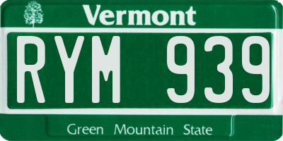 VT license plate RYM939