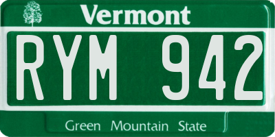 VT license plate RYM942