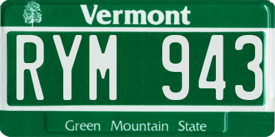 VT license plate RYM943