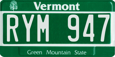 VT license plate RYM947