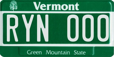 VT license plate RYN000