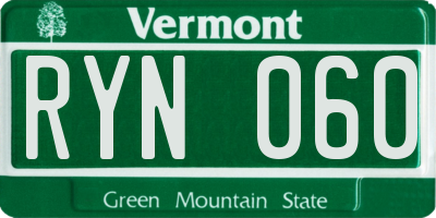 VT license plate RYN060