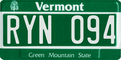 VT license plate RYN094