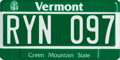 VT license plate RYN097