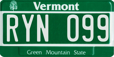 VT license plate RYN099