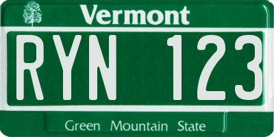 VT license plate RYN123