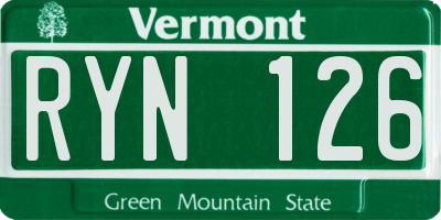 VT license plate RYN126