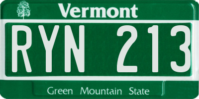 VT license plate RYN213