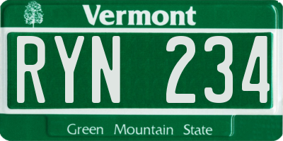 VT license plate RYN234