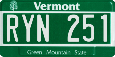 VT license plate RYN251