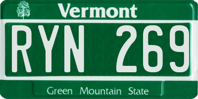 VT license plate RYN269