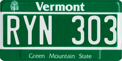VT license plate RYN303