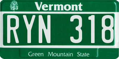 VT license plate RYN318