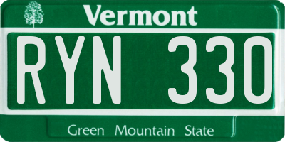 VT license plate RYN330